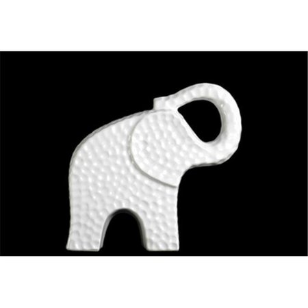 SMARTGIFTS Ceramic Edged Trumpeting Standing Elephant Figurine; White - Small SM946151